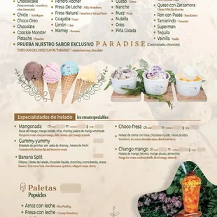  the menu for paradise m