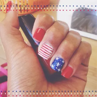 4th of July nail art by Helen