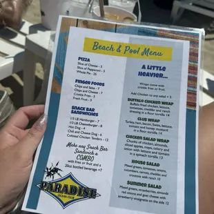 Menu on beach