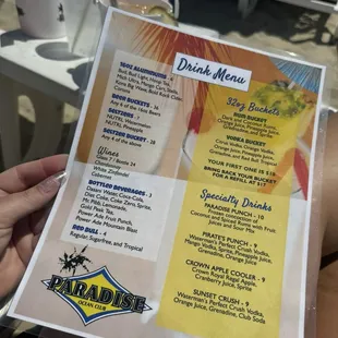Menu on beach
