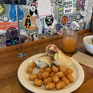 Vegan Breakfast Burrito, Thai iced tea