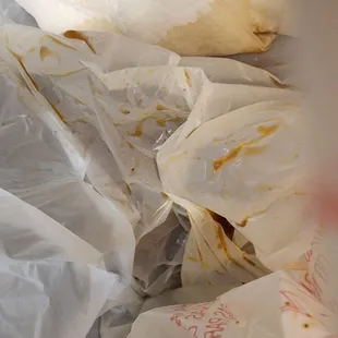 All spilled from the gaping container and all the melted holes in the plastic. CANCER!