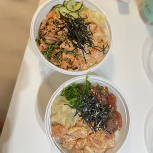 two bowls of food