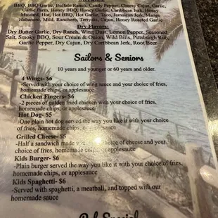Menu with fun names!