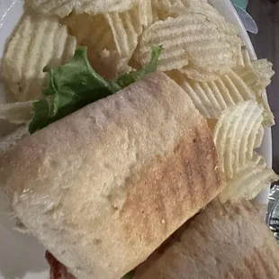 Turkey panini w bacon and cheese