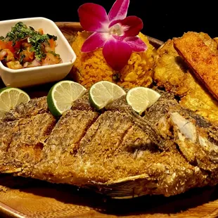 grilled fish with a side dish