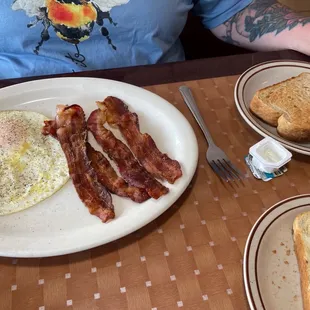 Two Eggs and Toast with bacon for QB