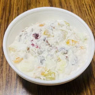 Taken March 25th, fruit salad and it was delicious, loved that the cream was homemade.