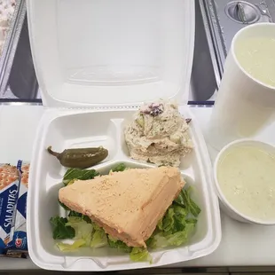 a sandwich and a drink