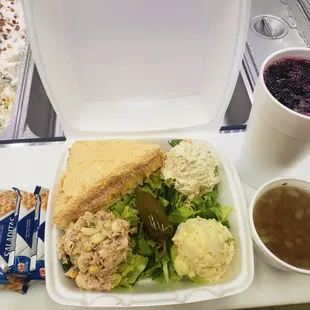 a sandwich and a drink