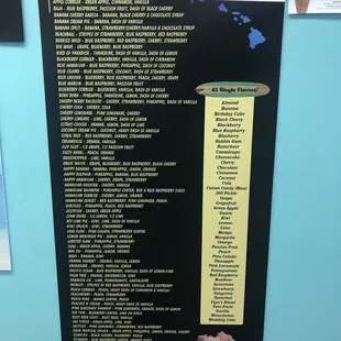 Shaved Ice Flavor list
