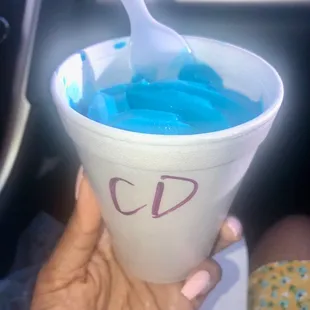 Blue cookie dough soft serve
