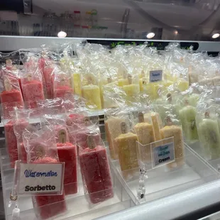 a display of different types of ice cream