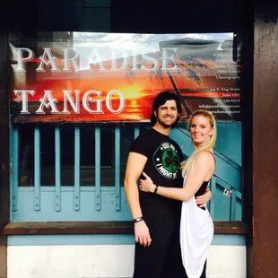 Brett and Jenny Griswold the owners of Paradise Tango in front of the studio in Chinatown.