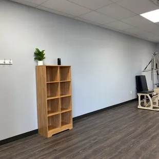 The Cubbies where people put their stuff before class, as well as a coat rack.