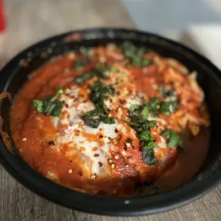 Eggplant Parmigiana with Fusilli