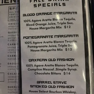 Drink specials