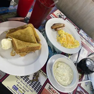 2 Eggs Any Style, Turkey Links, Grits and French Toast