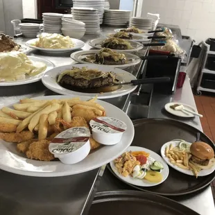 plates of food on a counter