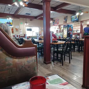 a view of the dining area