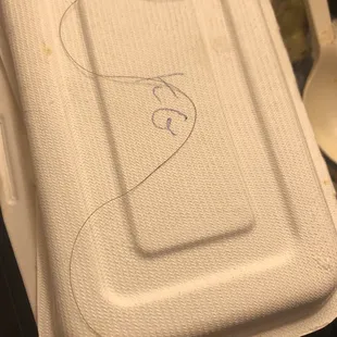 The hair or string that was pulled from the spicy fried rice