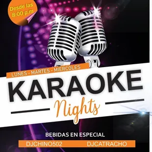 Noches de karoke lunes martes y miércoles