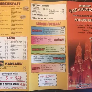 I can never find a copy online of the Mi Durango menu. So, I took a few pics today.