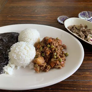 Left to Right: Diniguan, picadillo, and sig sig.