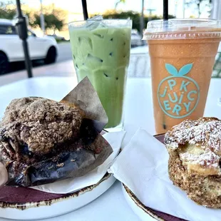 LAVANDER MATCHA , MANGO BLISS , BLUEBERRY MUFFIN ,  BREAD PUDDING