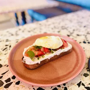 Salmon Toast with an over-easy egg