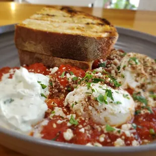 Shakshuka with warm buttered toast