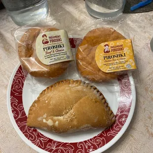 Fried Beef and Cheese Piroshki Chicken, Rice and Cheese Piroshki Mushroom Calzone