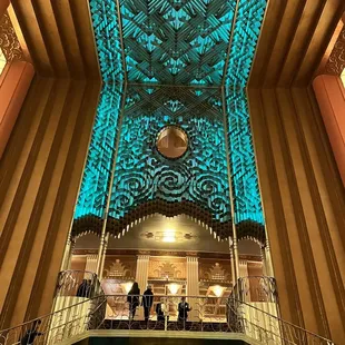 the ceiling of the lobby