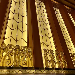 a close - up of a golden screen