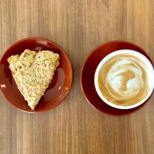 Bacon maple scone and Mirja&apos;s special latte