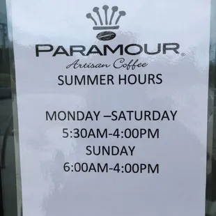 Summer hours