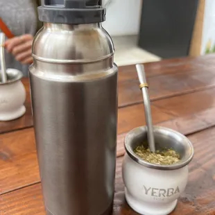 Mate Gourd with hot water