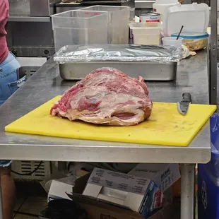 Fresh beef getting cut