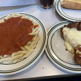 Chicken Parmesan with penne