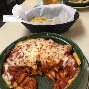 Baked pasta with meat sauce and sausages!