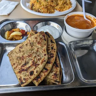 Onion paratha and paneer tikka masala combo