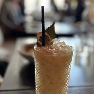 DULCE TORMENTO velho barriero gold cachaça, novo fogo colibri cachaca. blandy&apos;s rainwater madeira, amaro di angostura, mango, coconut cream