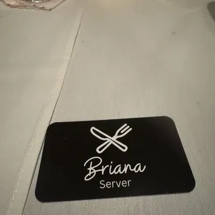My server gave me a card.