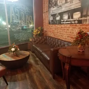 Seating area in front of the bar