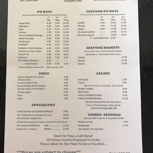 Menu. Great food!!