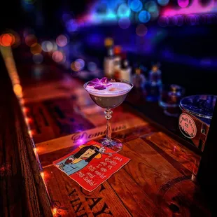 a cocktail on a bar