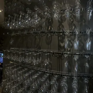 Wall of wine glasses