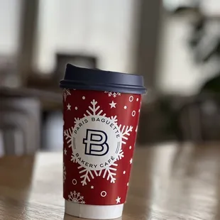 a coffee cup on a table