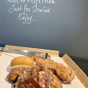 Ham and Cheese Croissant + Cream Cheese Donut + Churro-like donut