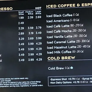 Drink menu